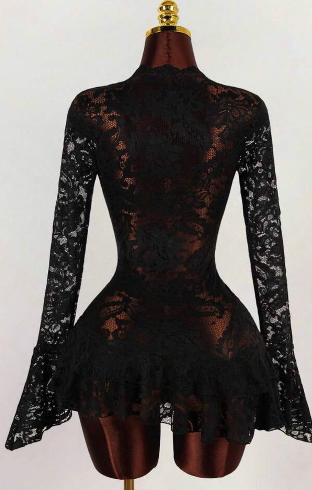 Darianne black sheer long sleeve mini dress