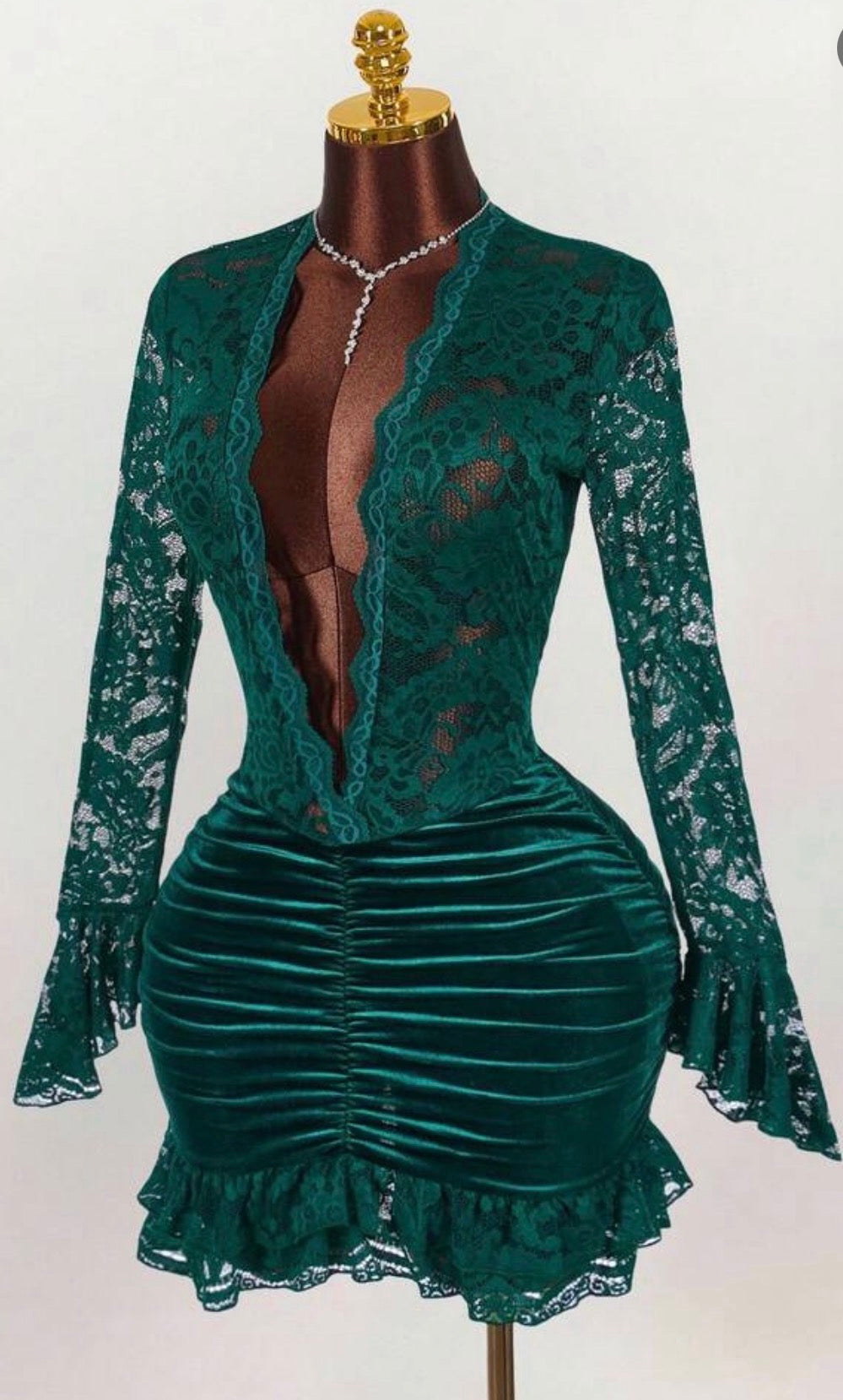 Avy deep v waist cinched body con dress